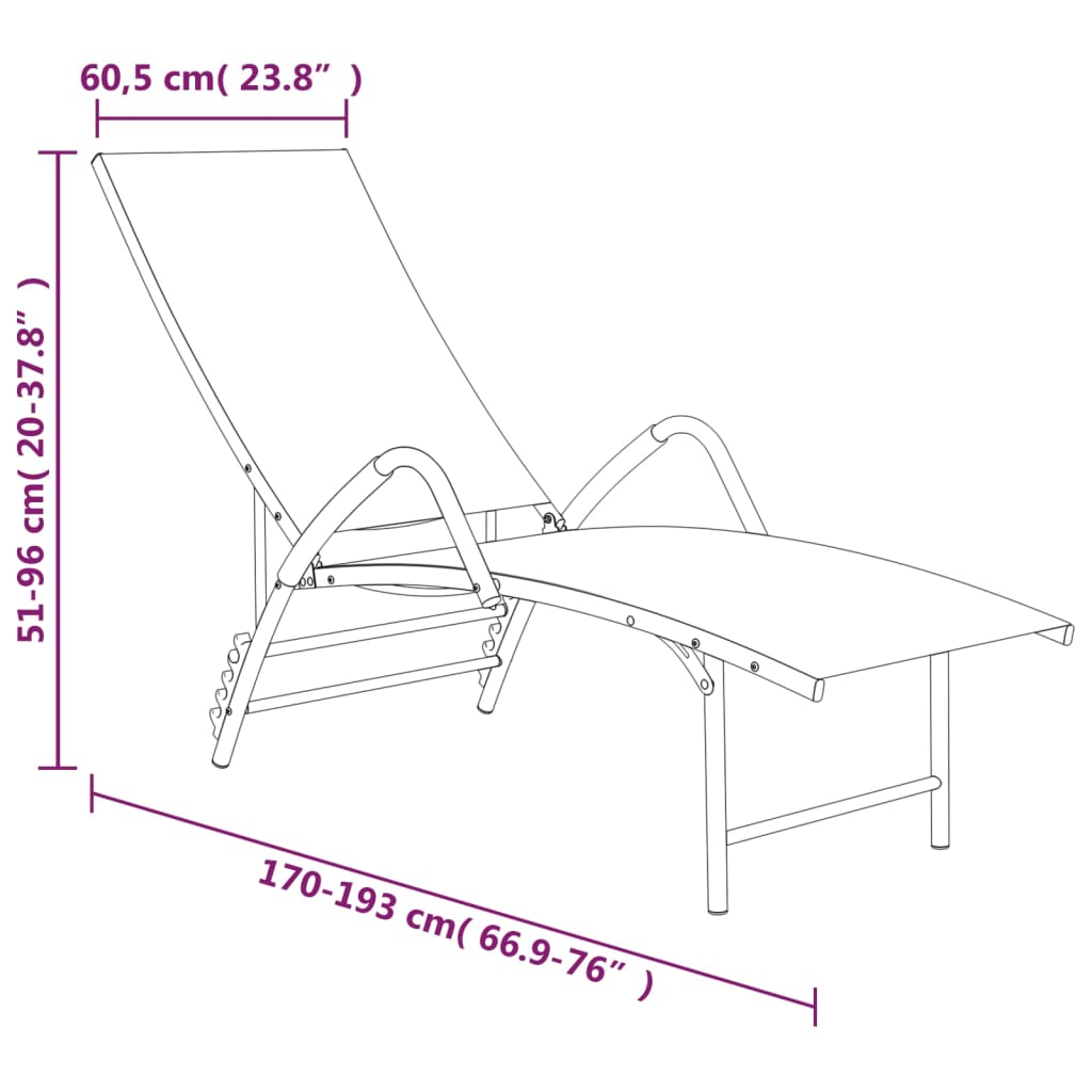 Sun Lounger Textilene And Aluminium