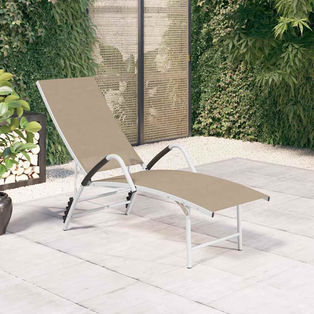 Sunloungers Aluminium Sun Lounger Recliner Cream Garden Patio Pool Chair Adjusta