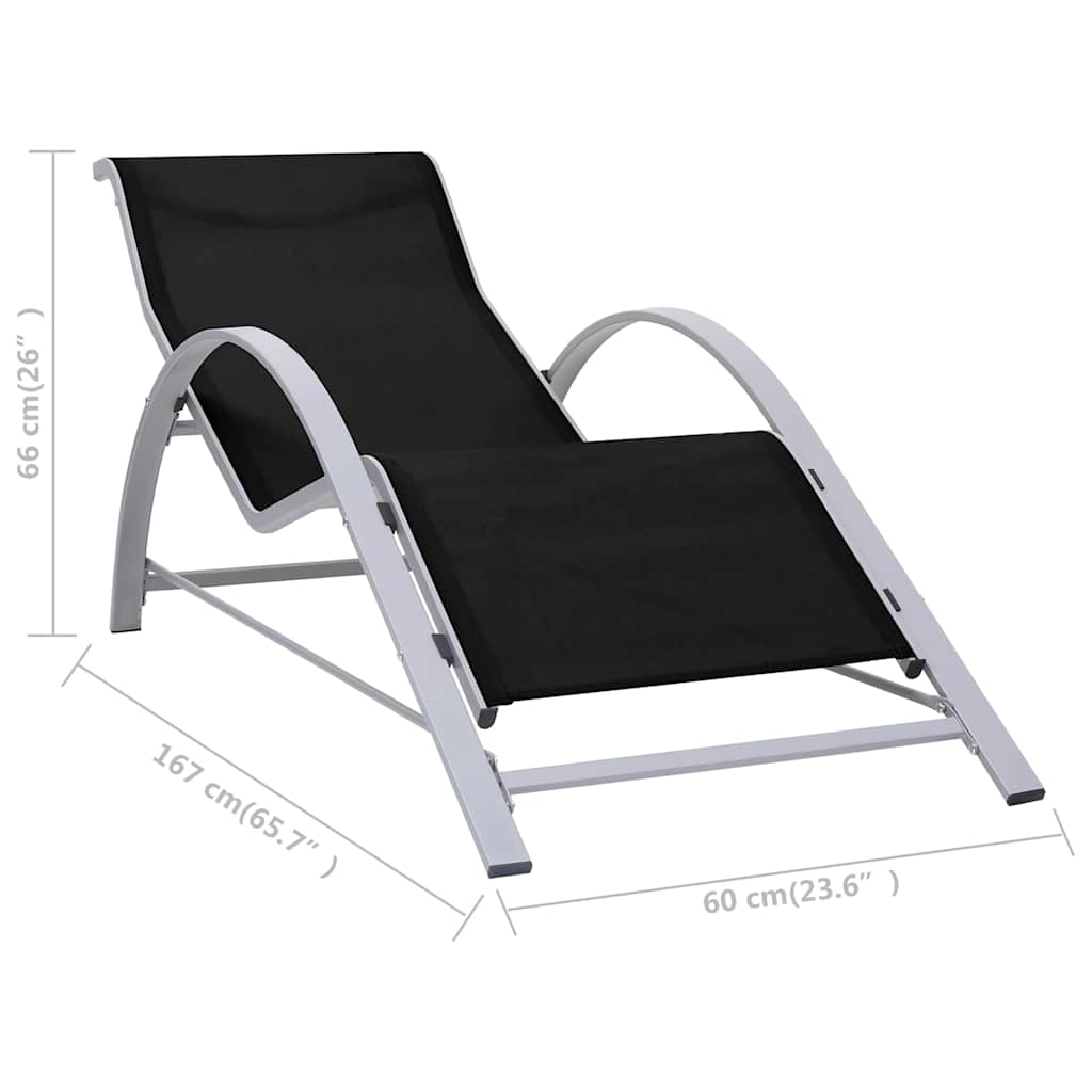 Sunloungers 2 Sun Loungers Table Aluminium Reclining Garden Patio Chairs Black 4