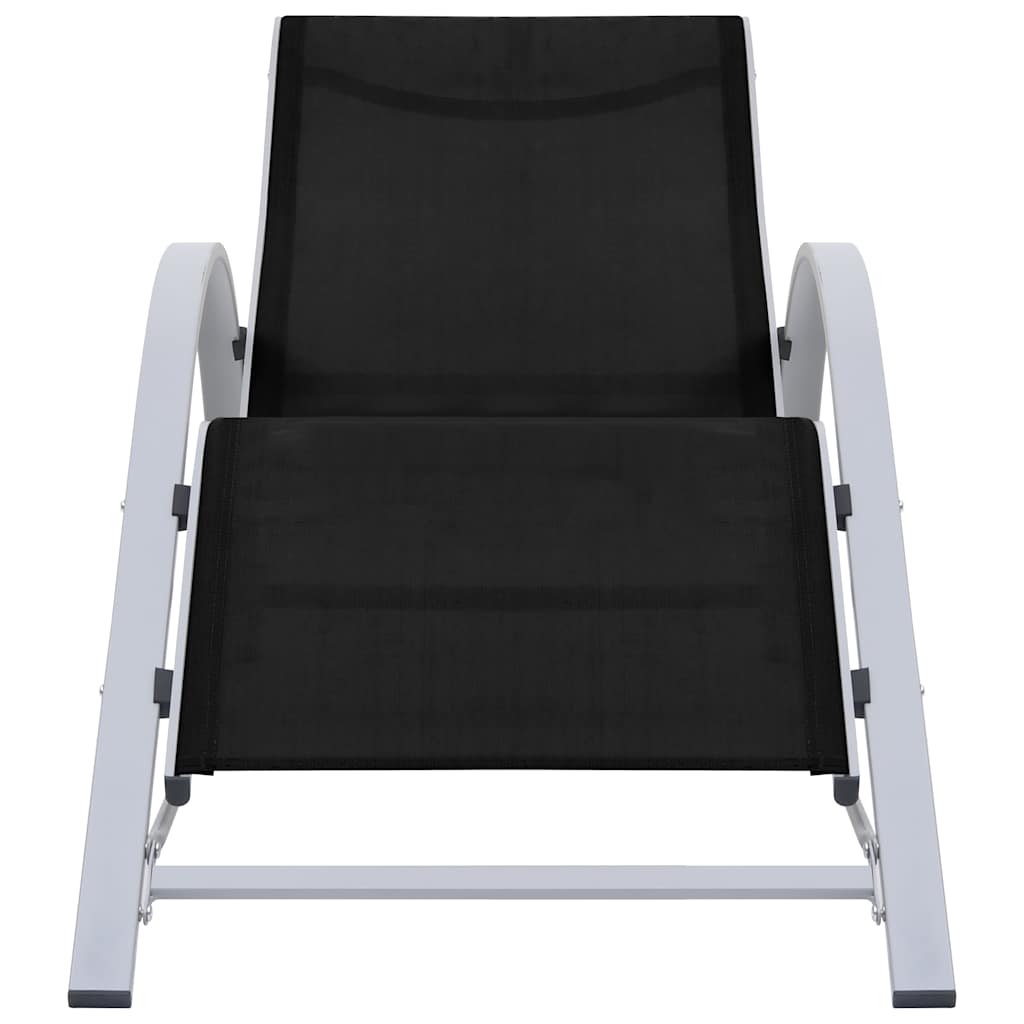 Sunloungers 2 Sun Loungers Table Aluminium Reclining Garden Patio Chairs Black 4
