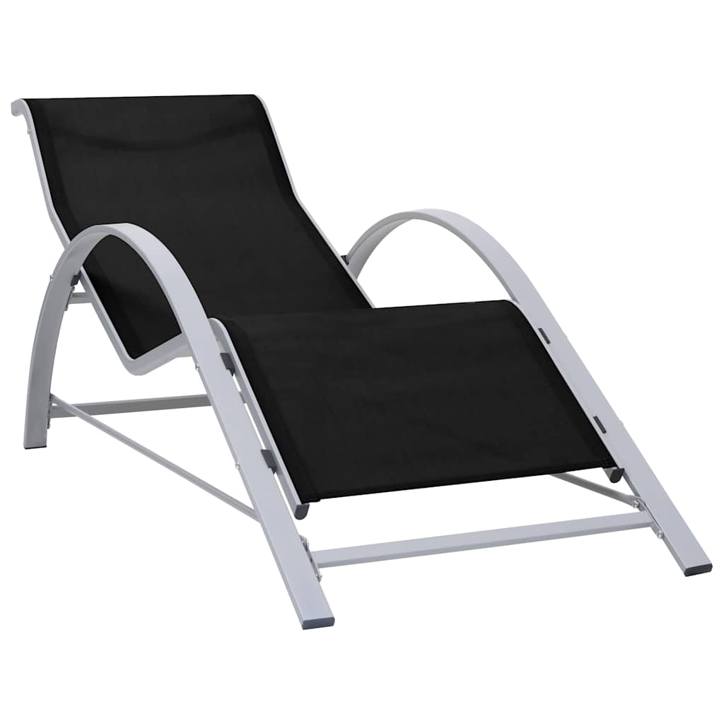 Sunloungers 2 Sun Loungers Table Aluminium Reclining Garden Patio Chairs Black 4