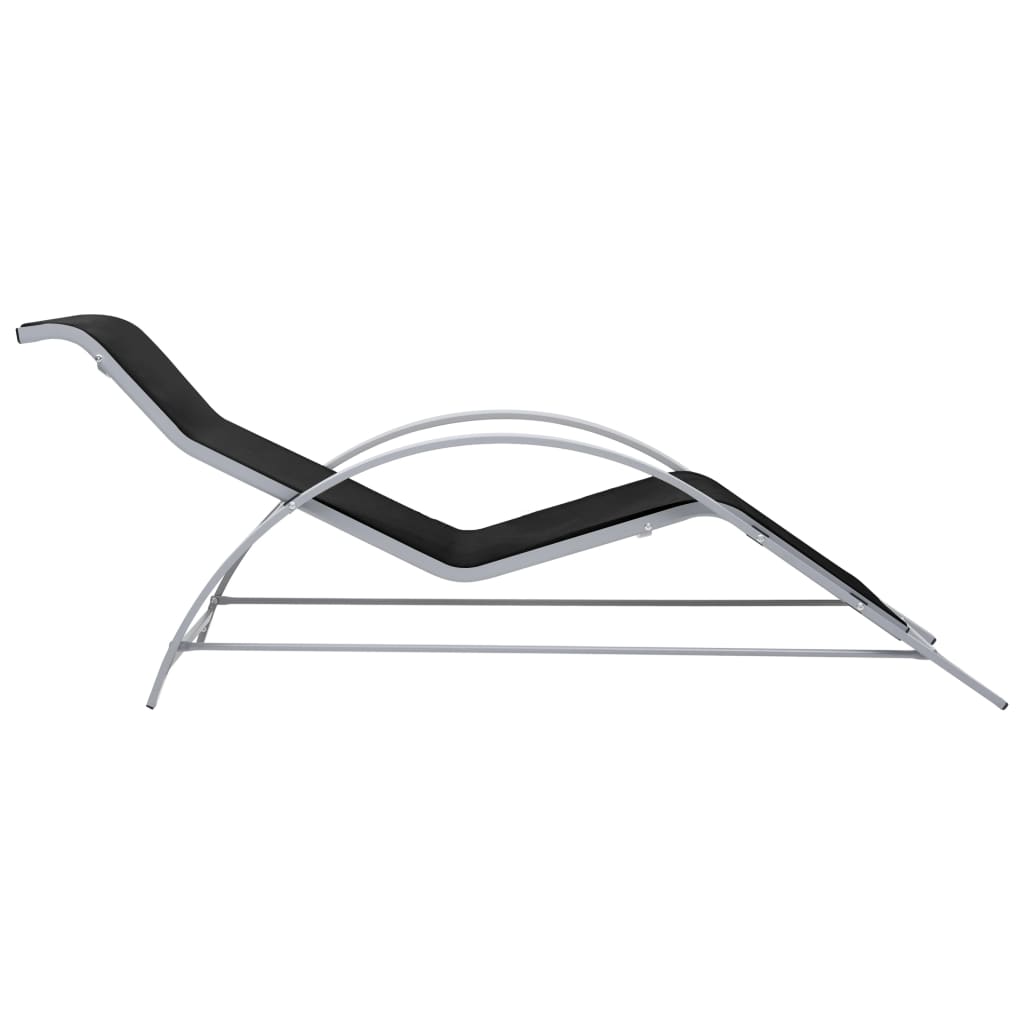 Sun Loungers 2 Pcs With Table Aluminium Black