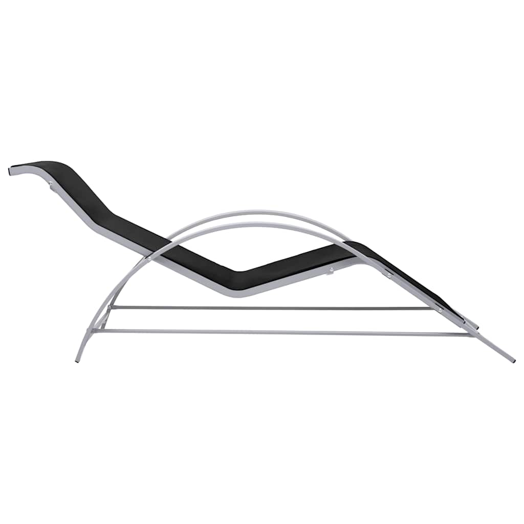 Sunloungers 2 Sun Loungers Table Aluminium Reclining Garden Patio Chairs Black 4