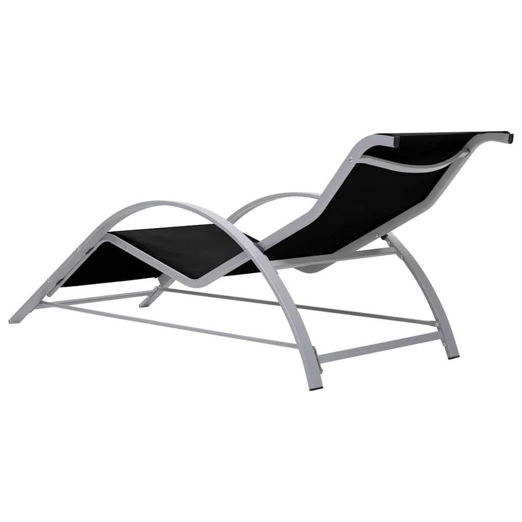 Sunloungers 2 Sun Loungers Table Aluminium Reclining Garden Patio Chairs Black 4