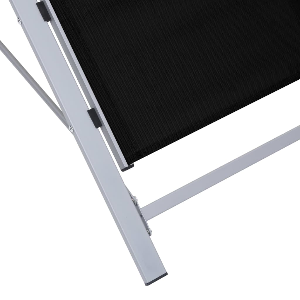 Sun Loungers 2 Pcs With Table Aluminium Black