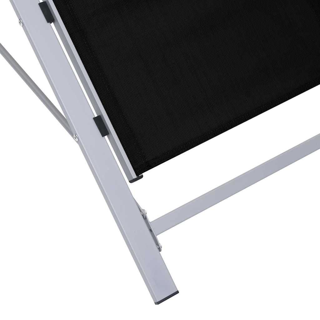 Sunloungers 2 Sun Loungers Table Aluminium Reclining Garden Patio Chairs Black 4