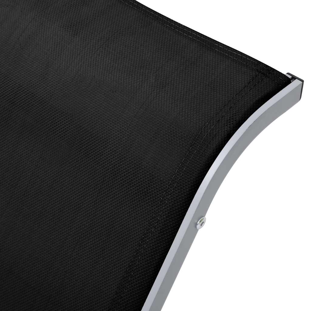 Sunloungers 2 Sun Loungers Table Aluminium Reclining Garden Patio Chairs Black 4