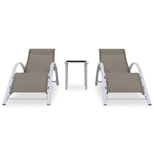 Sun Loungers 2 Pcs With Table Aluminium Taupe