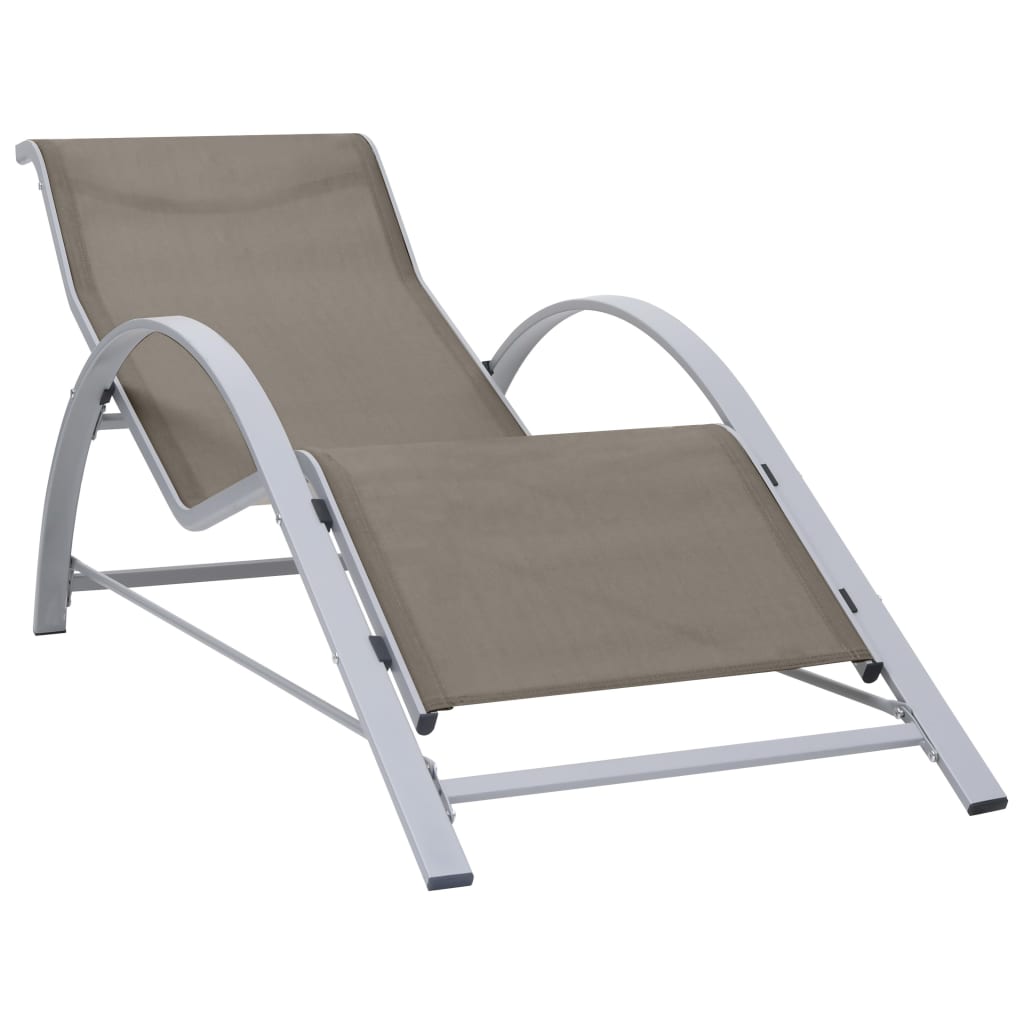 Sun Loungers 2 Pcs With Table Aluminium Taupe