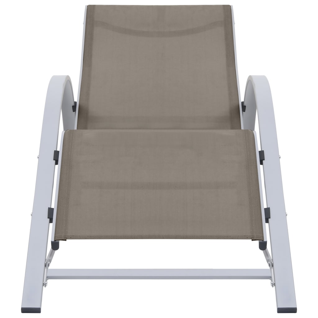 Sun Loungers 2 Pcs With Table Aluminium Taupe