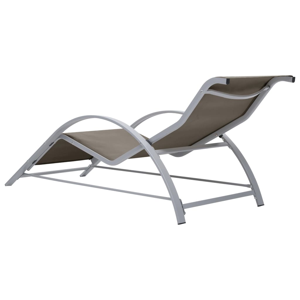 Sun Loungers 2 Pcs With Table Aluminium Taupe