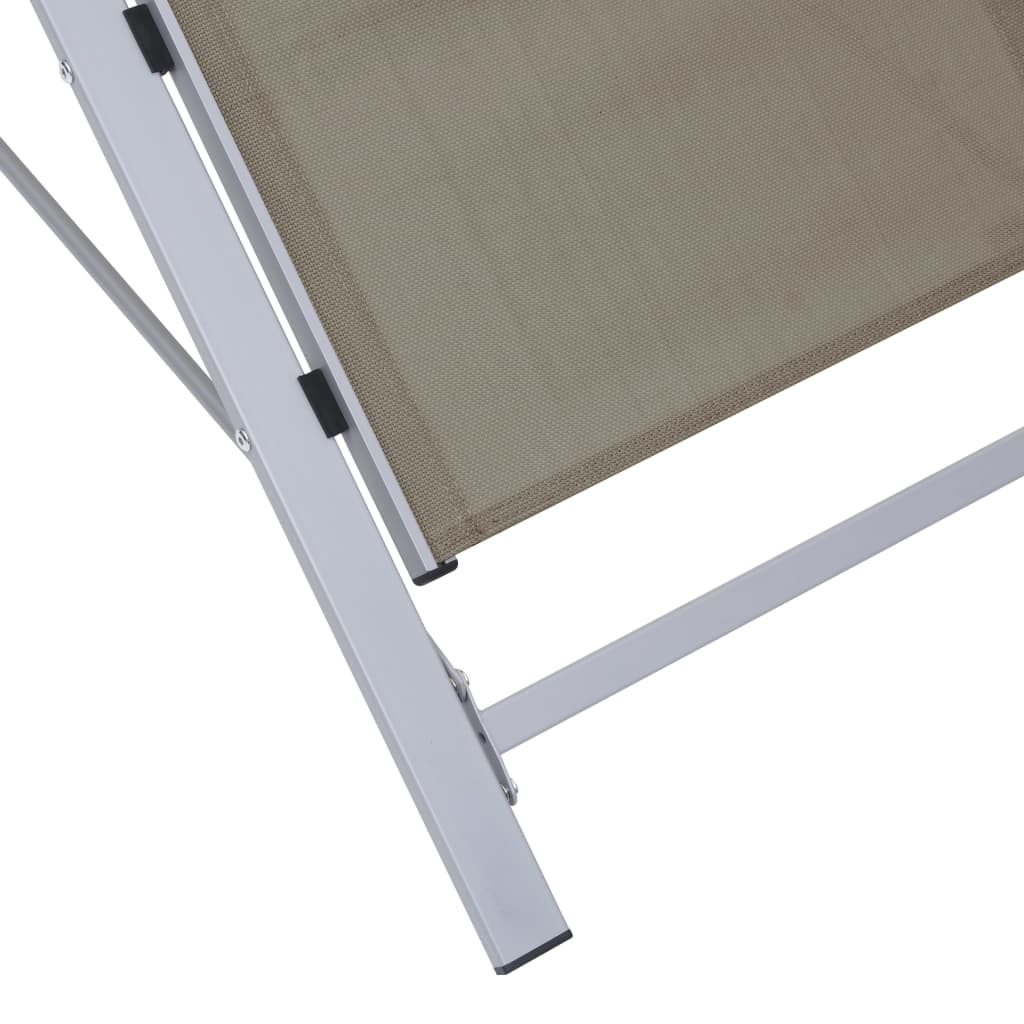 Sun Loungers 2 Pcs With Table Aluminium Taupe