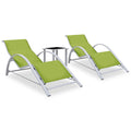 Sun Loungers 2 Pcs With Table Aluminium Green
