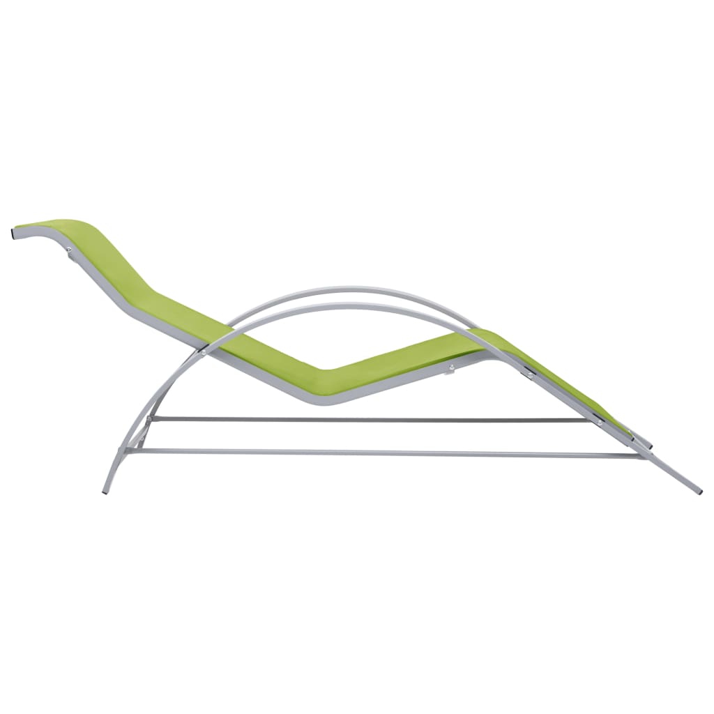 Sun Loungers 2 Pcs With Table Aluminium Green