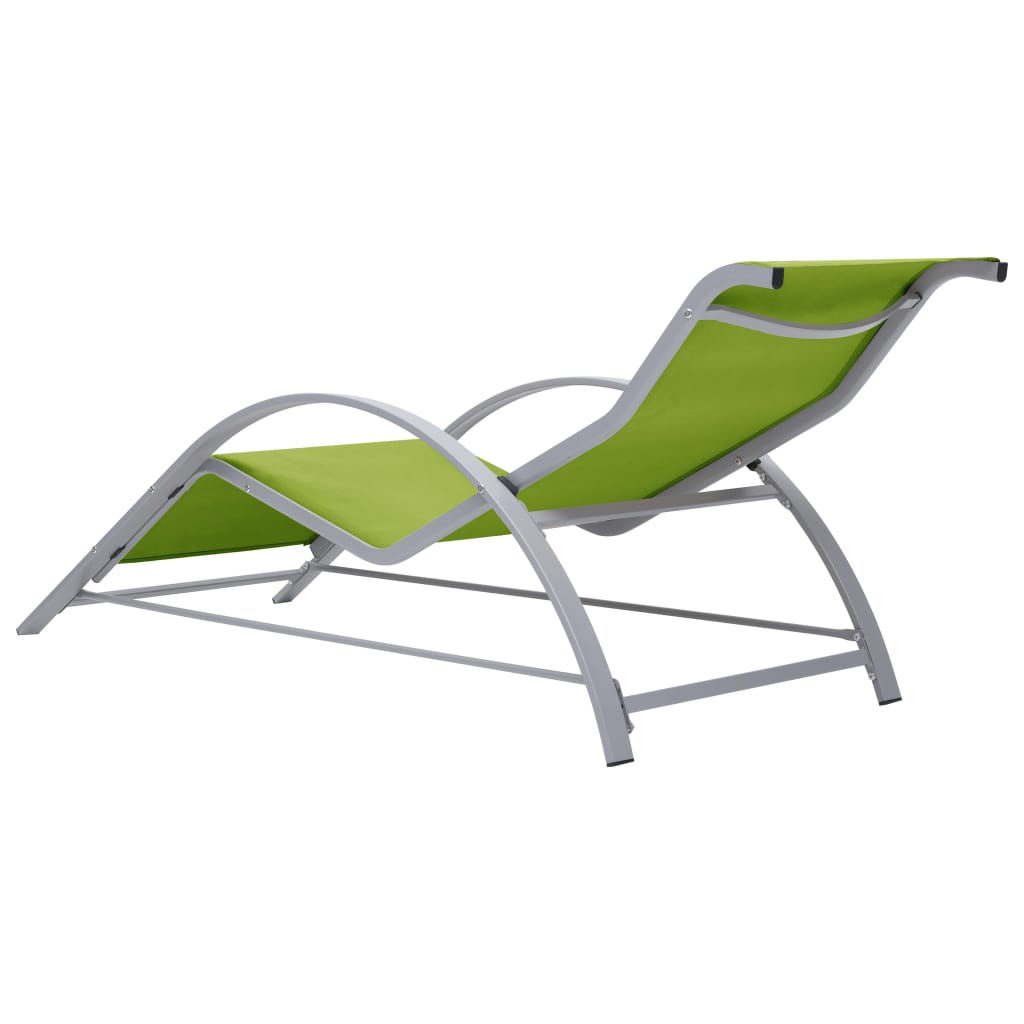 Sun Loungers 2 Pcs With Table Aluminium Green