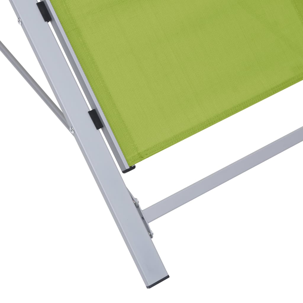 Sun Loungers 2 Pcs With Table Aluminium Green