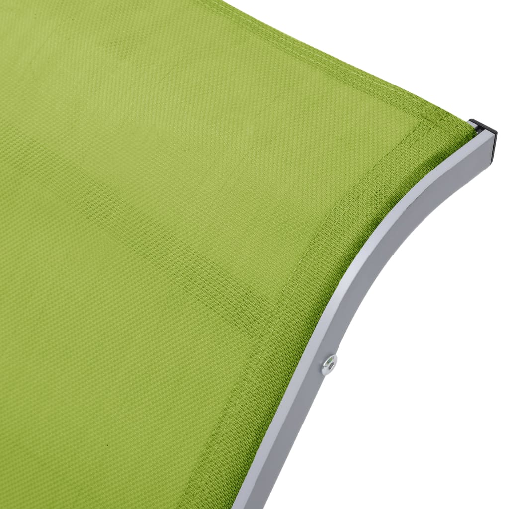 Sun Loungers 2 Pcs With Table Aluminium Green