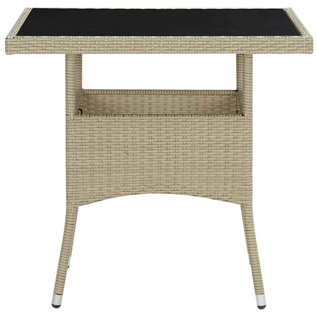 Outdoor Table Dining Poly Rattan Glass Grey Black Brown Beige Weather Resistant