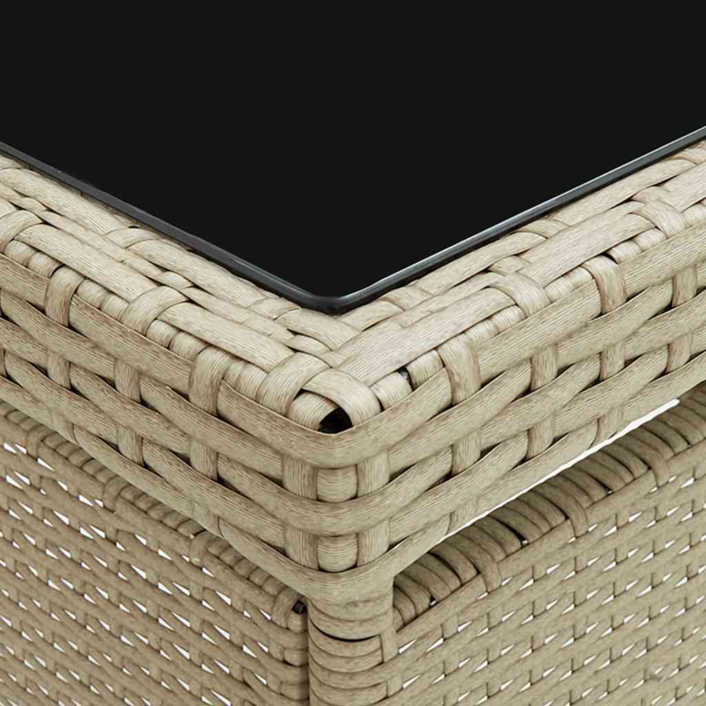 Outdoor Table Dining Poly Rattan Glass Grey Black Brown Beige Weather Resistant