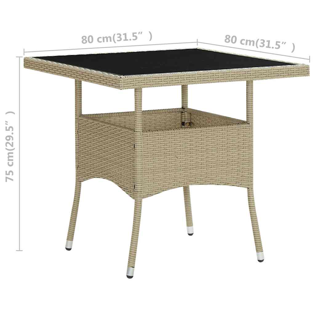 Outdoor Table Dining Poly Rattan Glass grey black brown beige Weather Resistant