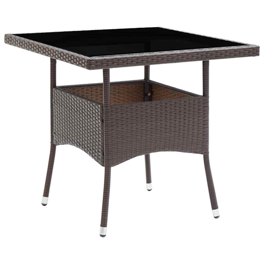 Outdoor Table Dining Poly Rattan Glass Grey Black Brown Beige Weather Resistant