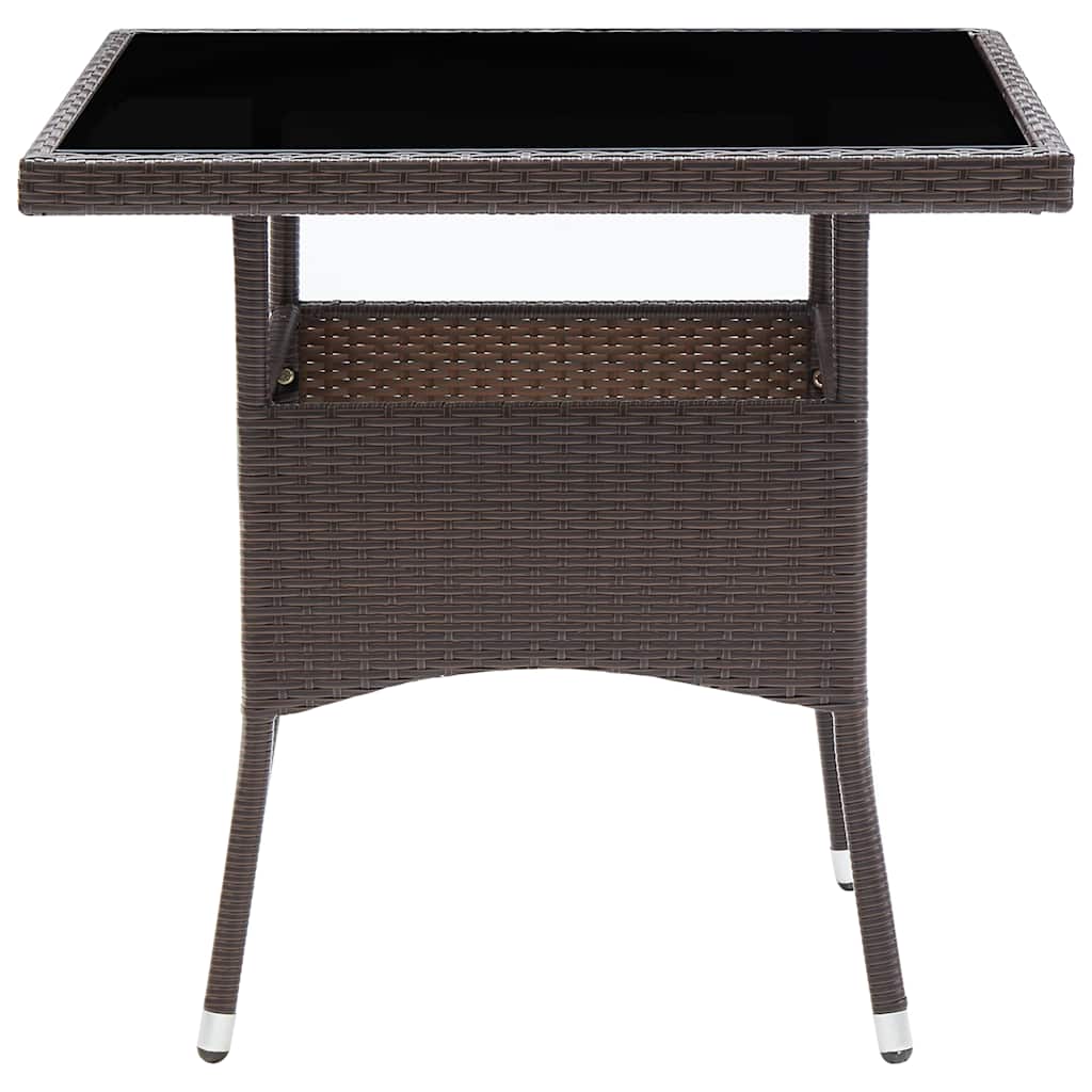 Outdoor Table Dining Poly Rattan Glass Grey Black Brown Beige Weather Resistant