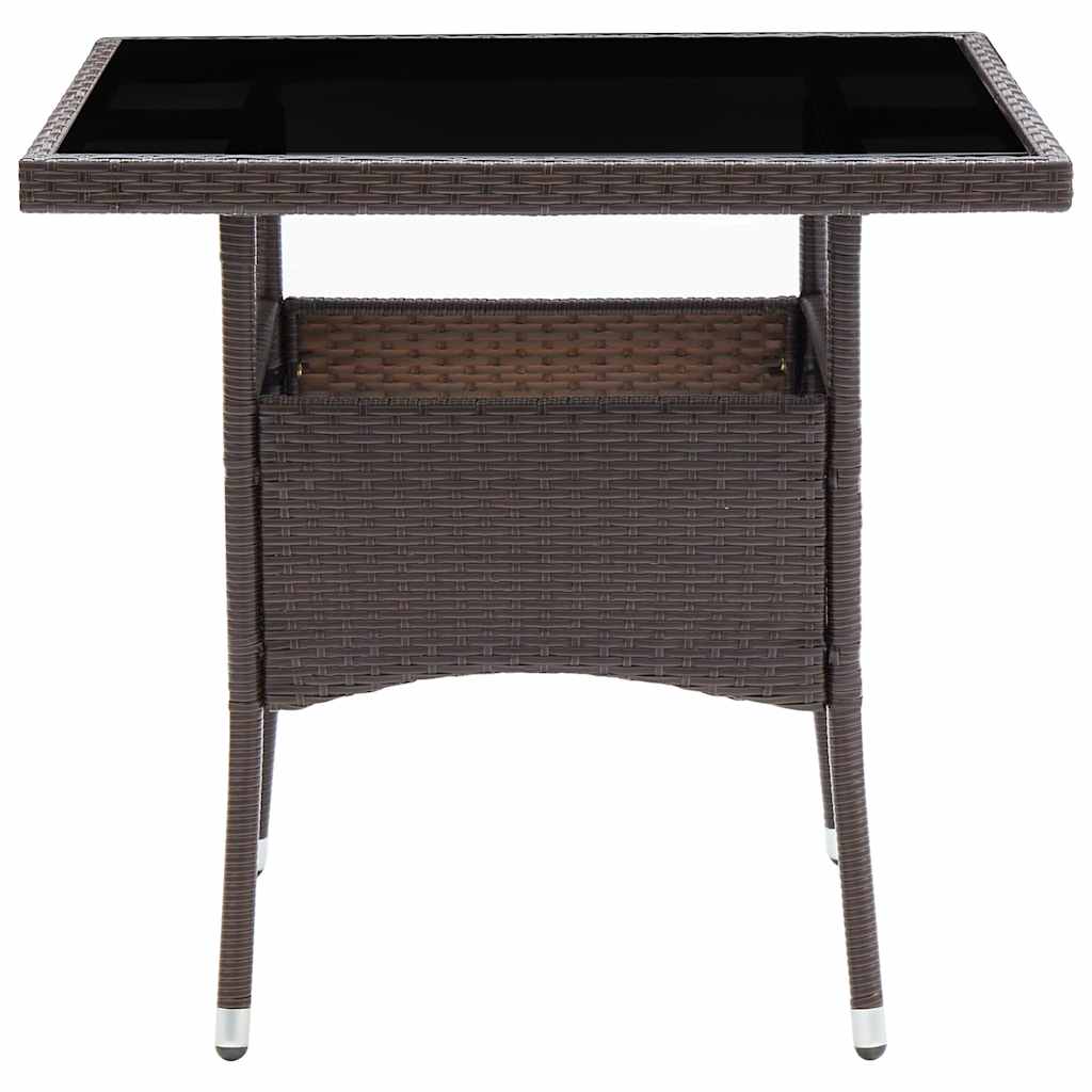 Outdoor Table Dining Poly Rattan Glass Grey Black Brown Beige Weather Resistant