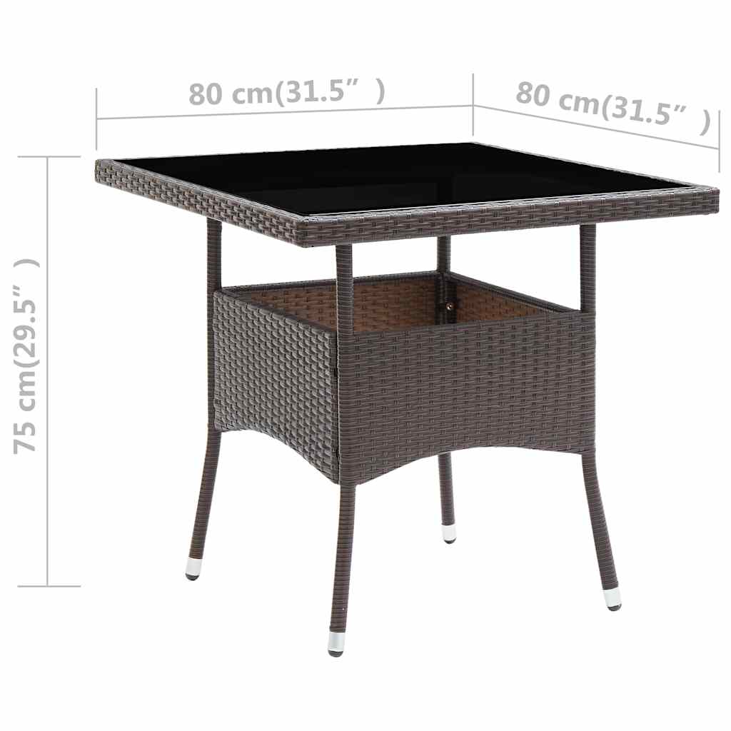 Outdoor Table Dining Poly Rattan Glass Grey Black Brown Beige Weather Resistant