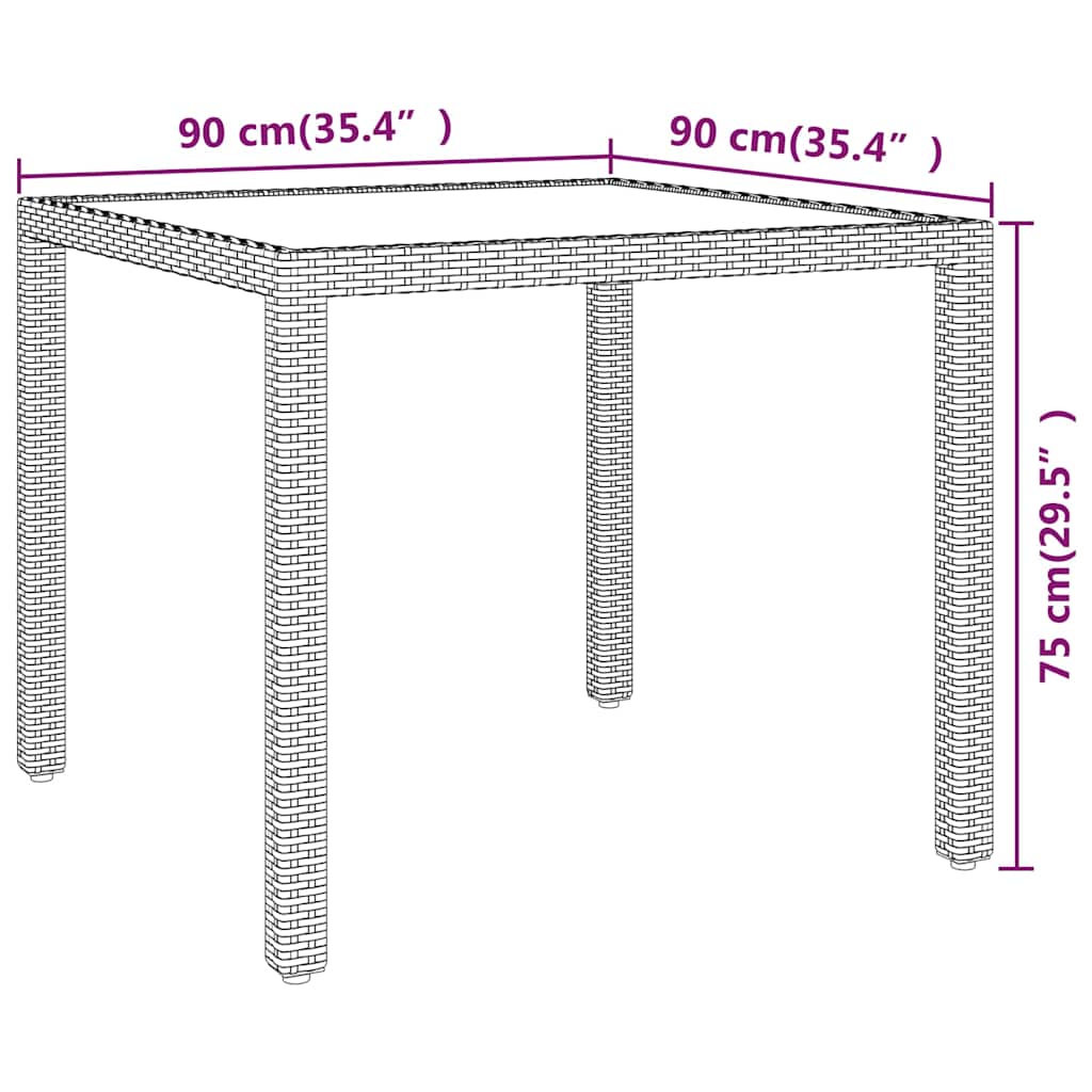 Garden Table Poly Rattan Acacia Wood - Model 310572