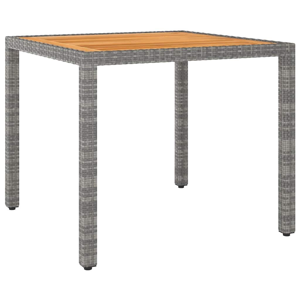 Outdoor Table Garden Poly Rattan Acacia Wood beige black grey PE rattan 90 cm