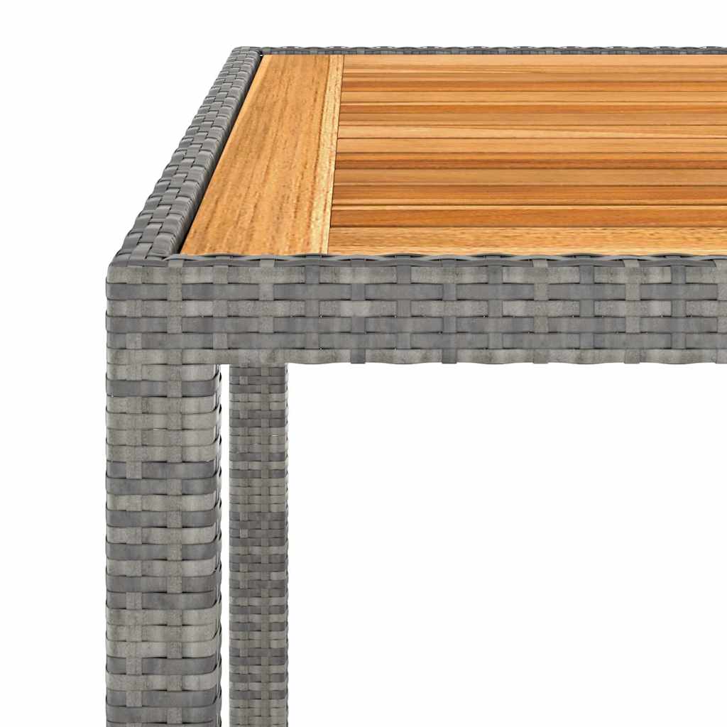 Outdoor Table Garden Poly Rattan Acacia Wood beige black grey PE rattan 90 cm