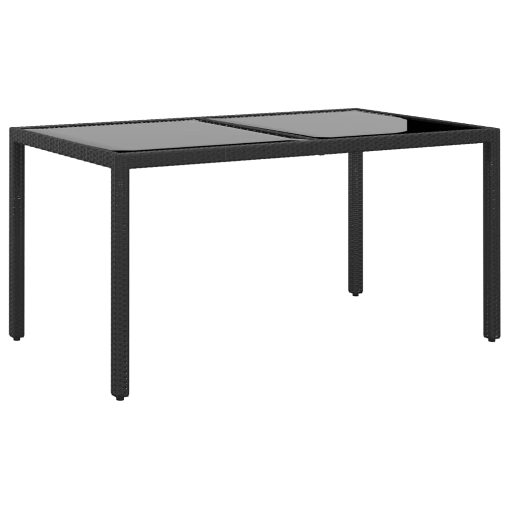 Garden Table With Glass Top 150X90X75 Cm Poly Rattan