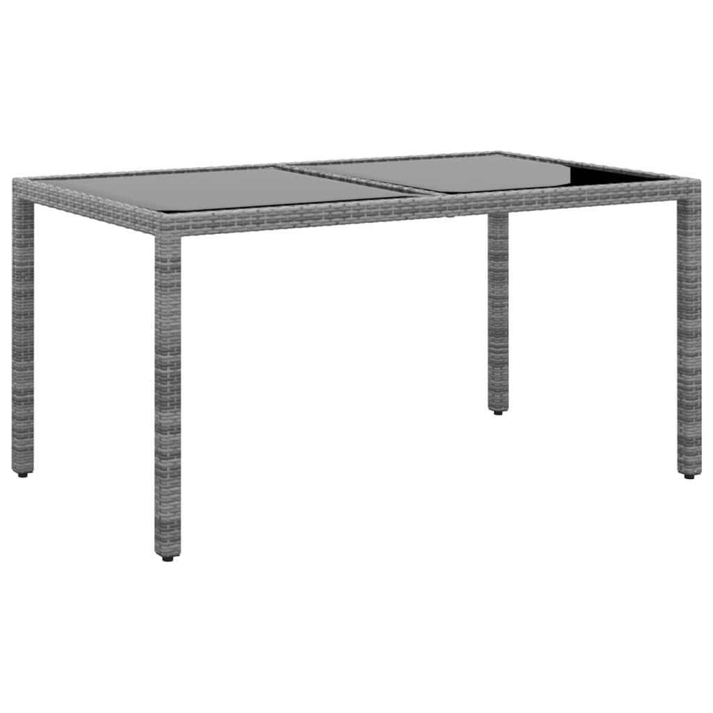 Garden Table With Glass Top 150X90X75 Cm Poly Rattan