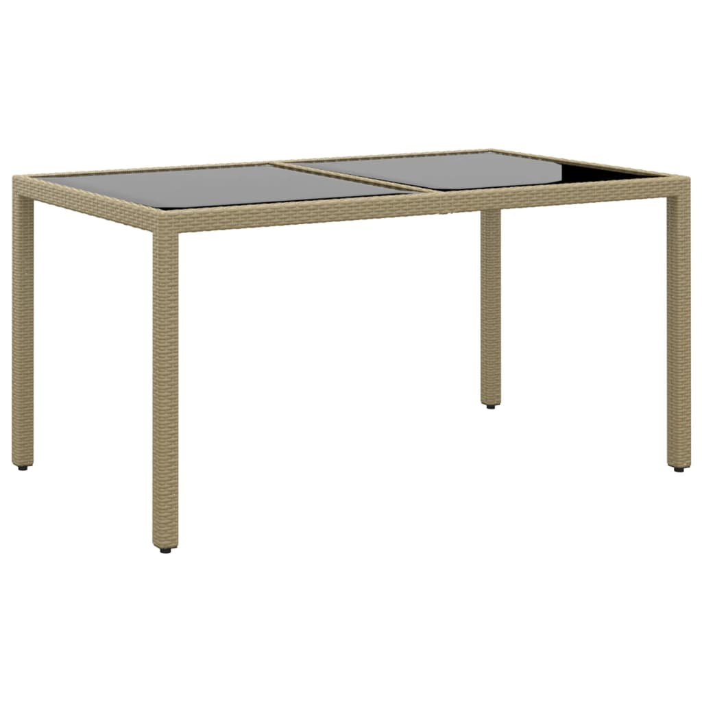 Garden Table With Glass Top 150X90X75 Cm Poly Rattan