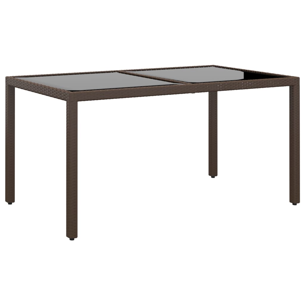 Garden Table With Glass Top 150X90X75 Cm Poly Rattan