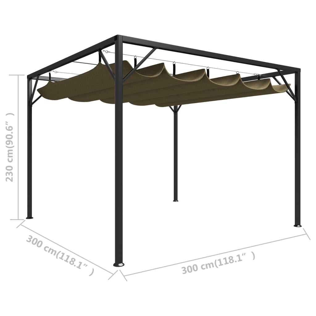Garden Gazebo With Retractable Roof 3X3 M 180 G/M²