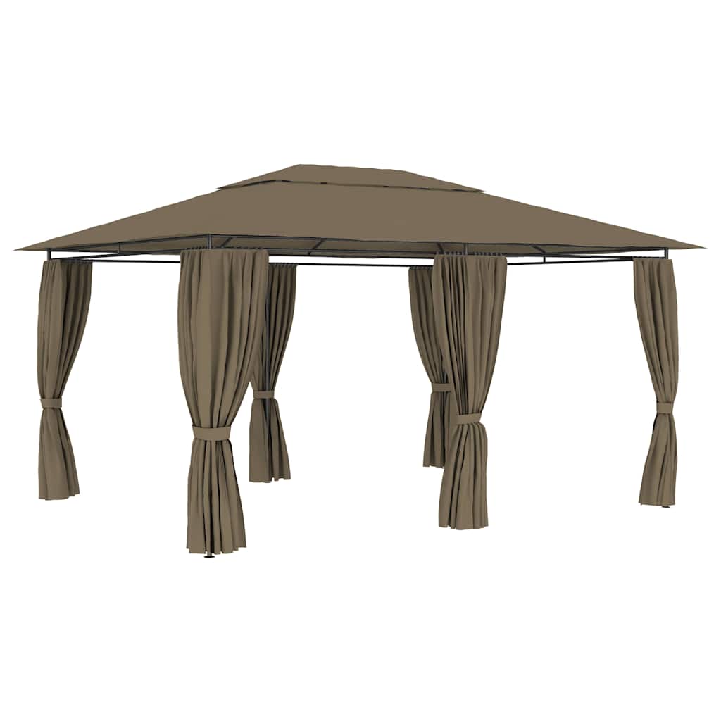 Gazebo 4x3m Garden Marquee Curtains Outdoor Party Tent Waterproof taupe 400 cm