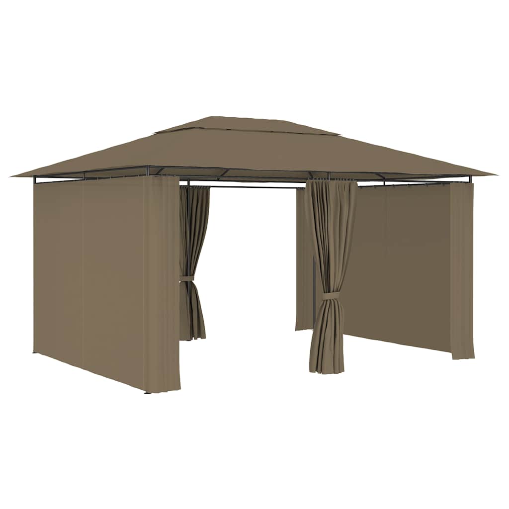 Gazebo 4x3m Garden Marquee Curtains Outdoor Party Tent Waterproof taupe 400 cm