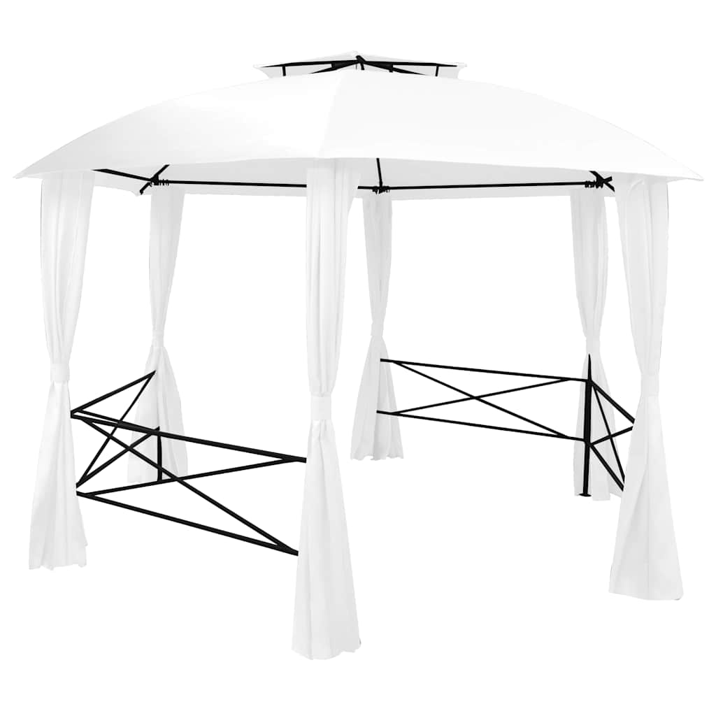 Gazebo Hexagonal Garden Marquee Curtains 360X265Cm Party Pavilion Tent Beige Ant