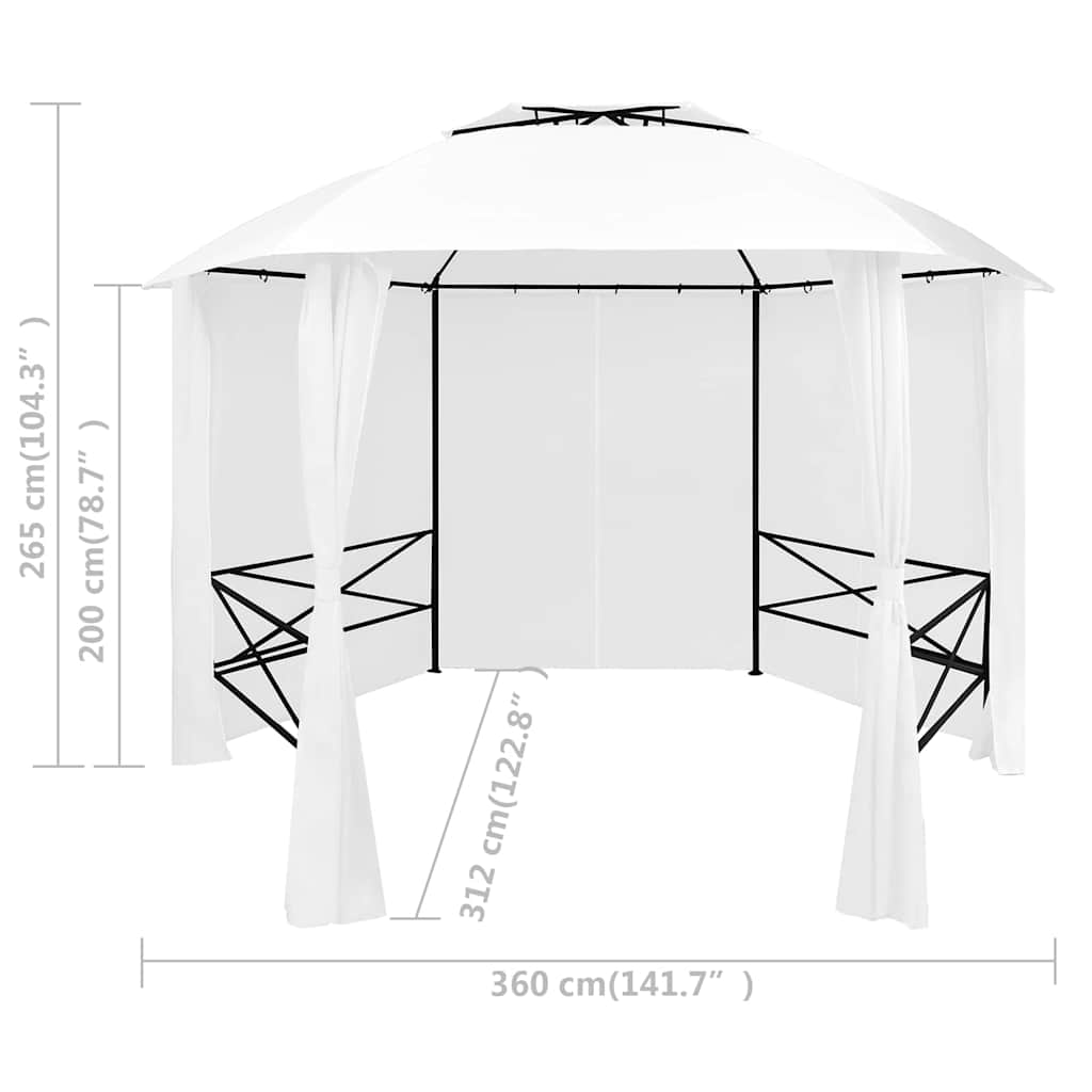 Gazebo Hexagonal Garden Marquee Curtains 360X265Cm Party Pavilion Tent Beige Ant
