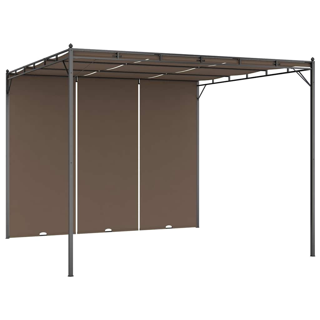 Gazebo Garden Side Curtain Taupe Powder-coated steel fabric (100% polyester) LED