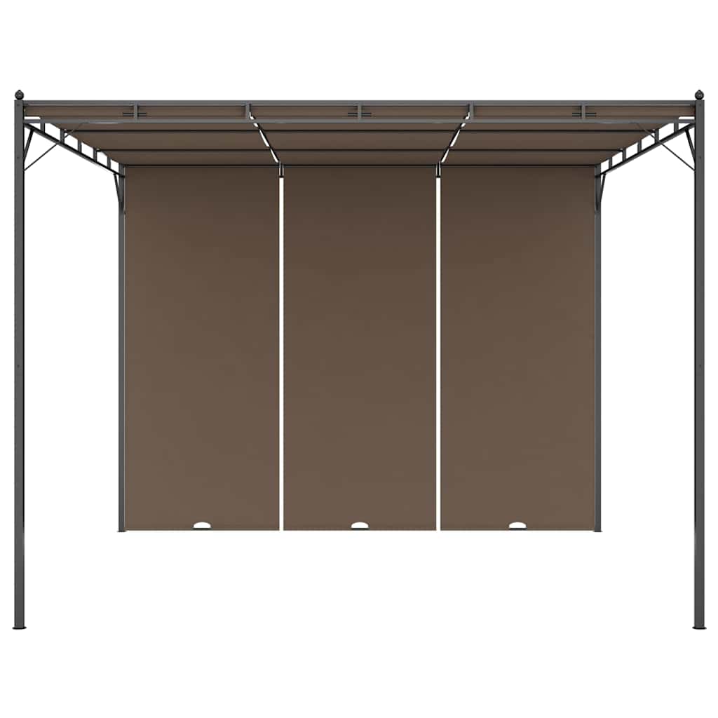 Gazebo Garden Side Curtain Taupe Powder-coated steel fabric (100% polyester) LED