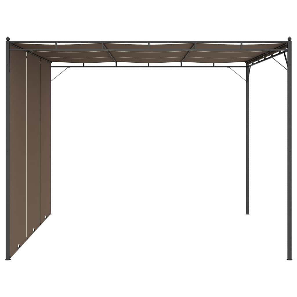 Gazebo Garden Side Curtain Taupe Powder-coated steel fabric (100% polyester) LED