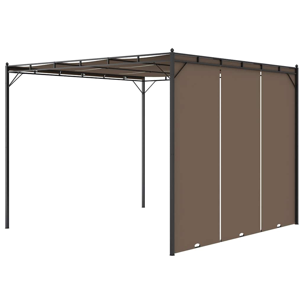 Gazebo Garden Side Curtain Taupe Powder-coated steel fabric (100% polyester) LED