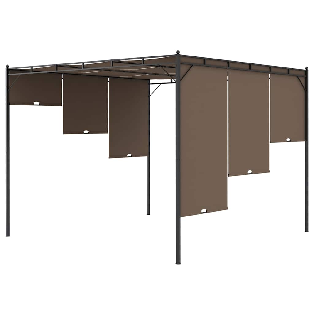 Gazebo Garden Side Curtain Taupe Powder-coated steel fabric (100% polyester) LED