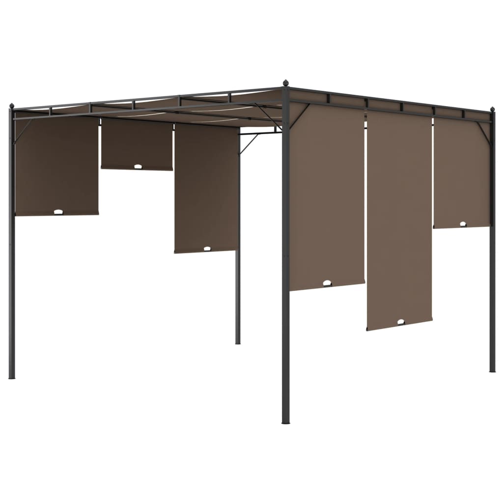 Garden Gazebo With Side Curtain Taupe