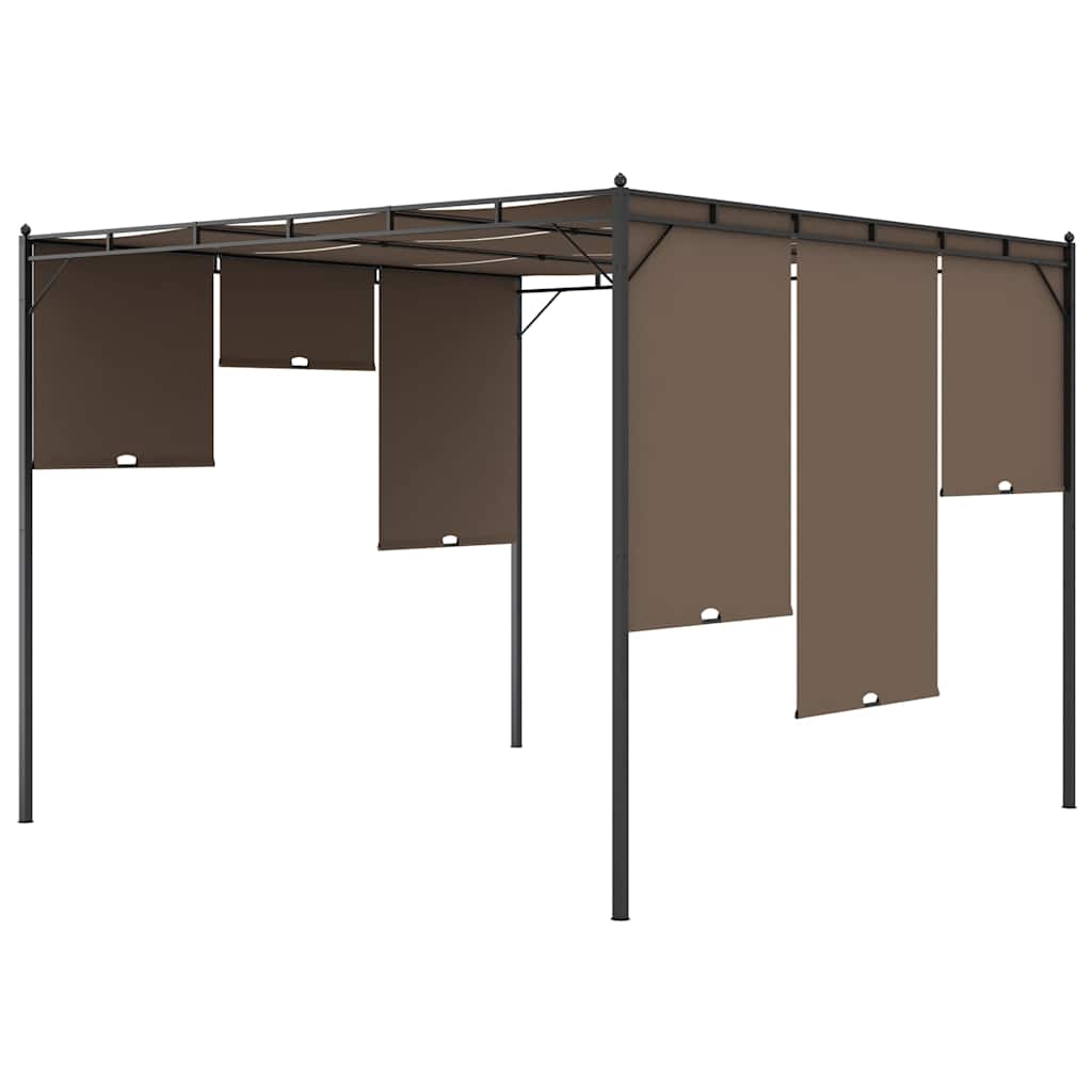Gazebo Garden Side Curtain Taupe Powder-coated steel fabric (100% polyester) LED