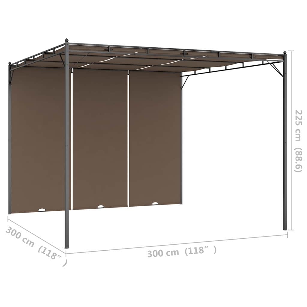 Gazebo Garden Side Curtain Taupe Powder-coated steel fabric (100% polyester) LED