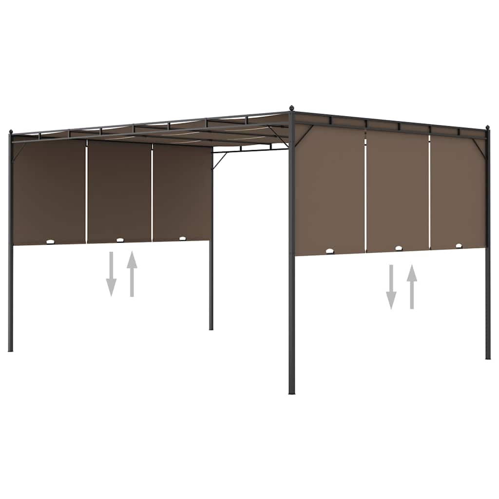 Gazebo Garden Side Curtain Taupe Powder-coated steel fabric (100% polyester) LED