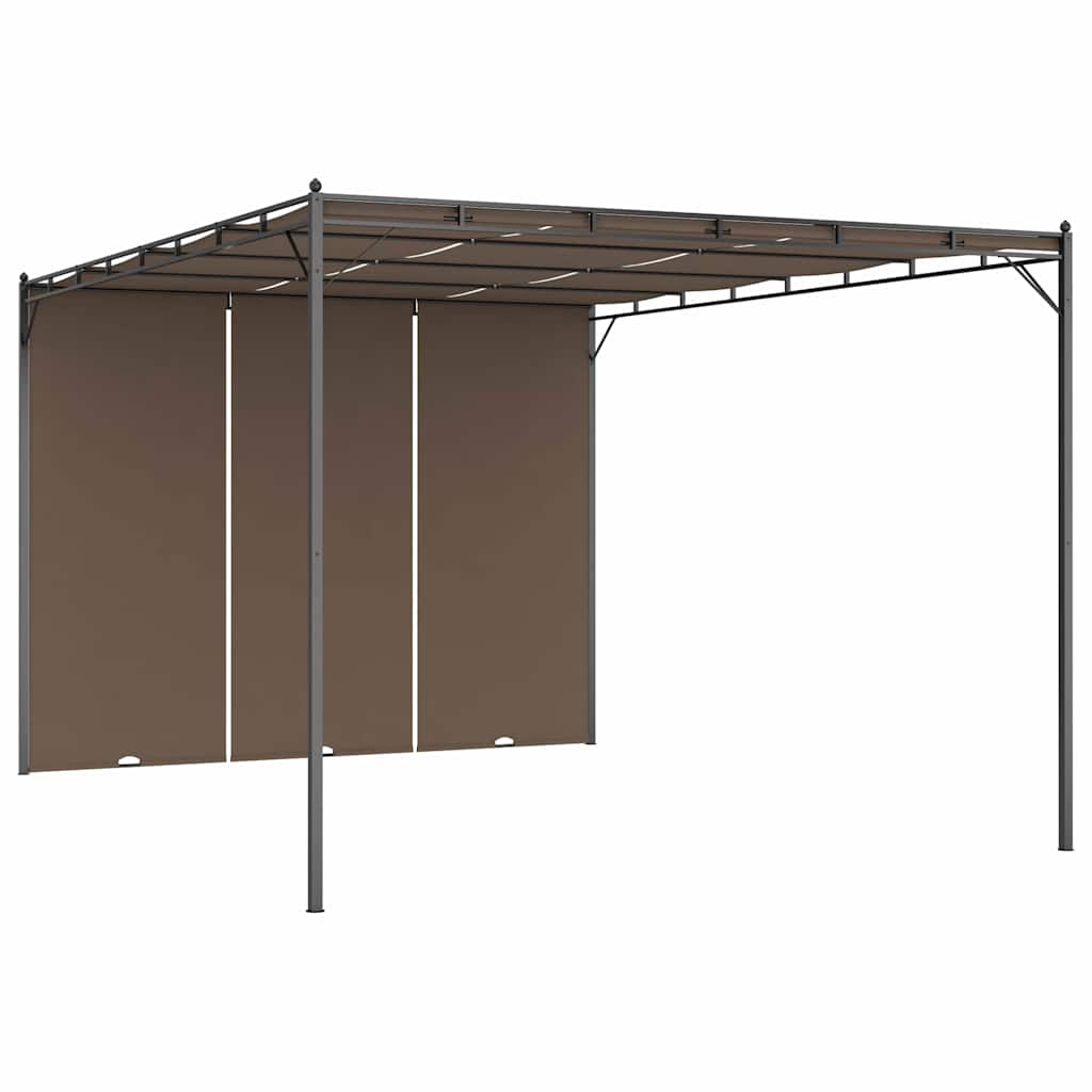 Gazebo Garden Side Curtain Taupe Powder-coated steel fabric (100% polyester) LED